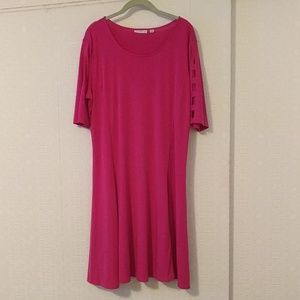 Fuchsia swing dress with adorable sleeve detail